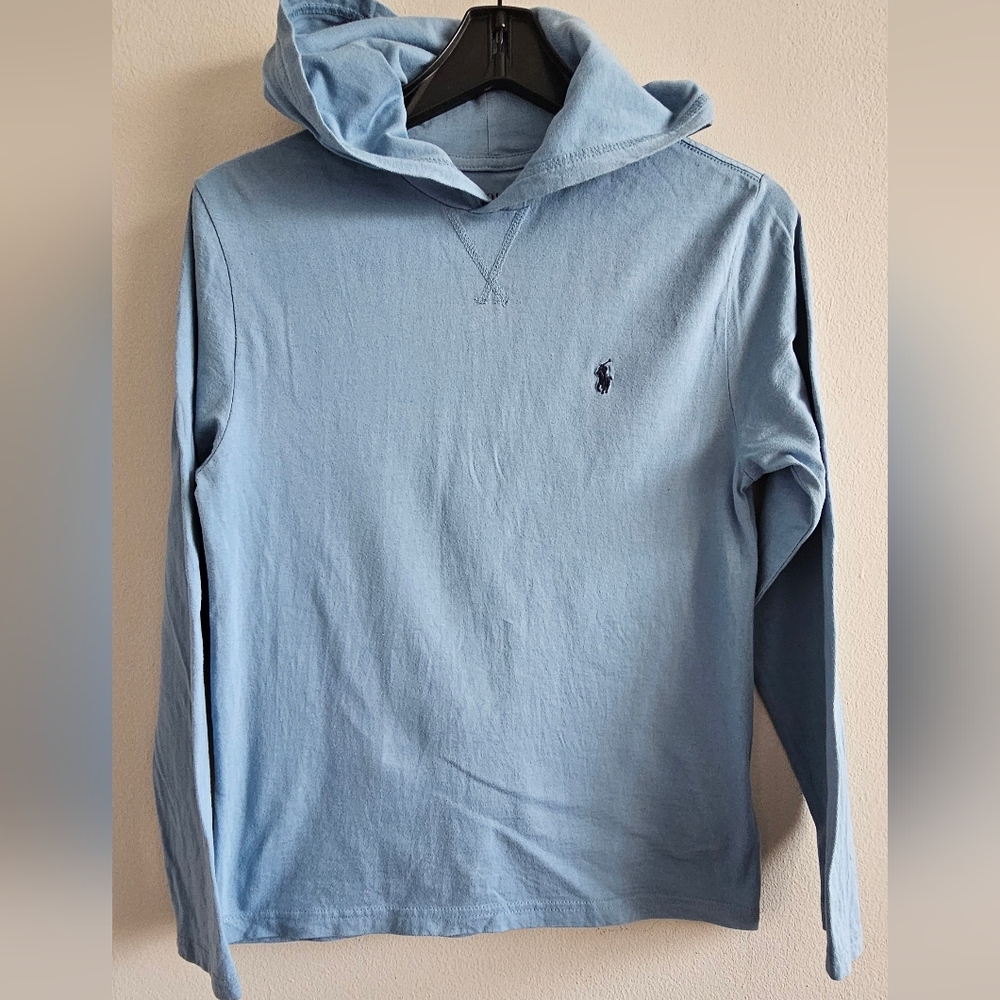 Ralph Lauren Boy's Sky Blue Hoodie Size L(14-16) 100% Cotton